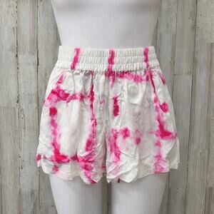 New CALIA HIGH RISE COVER UP SHORT WATERCOLOR PLAID PINK WOMENS XS Rayon